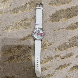Betsey Johnson White Strap Watch with Silver Case